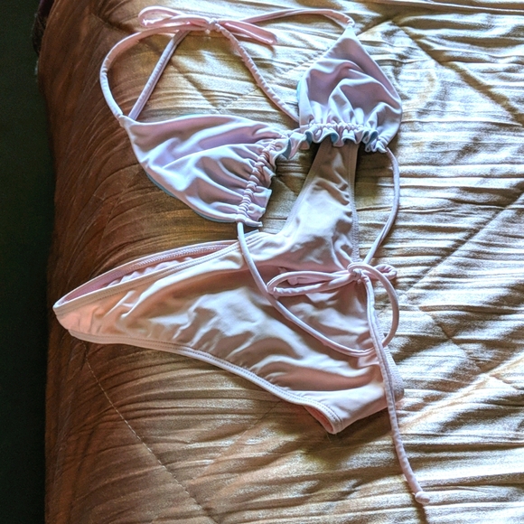 Pale pink baby blue reversible bikini - Picture 4 of 4